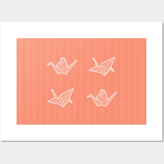 Origami Crane Pink Wall Art by vpessagno